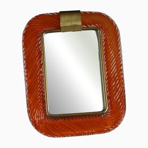 Orangefarbener Bilderrahmen aus Muranoglas & Messing, 2000er