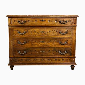 Louis XVI Kommode aus Nussholz & Rotem Marmor, 1900er