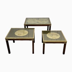 Nautische Satztische aus Mahagoni, 1970er, 3er Set