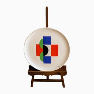 Abstraction in Colours Teller aus emaillierter Keramik von Sonia Delaunay, 1985