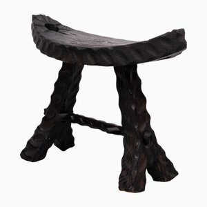Spanish Brutalist Handmade Stool, 1950s