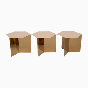 Dänische Geschlitzte Beistelltische aus Messing von Hays, 1980er, 3er Set