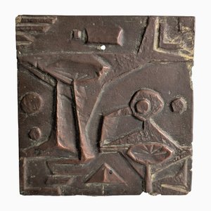Brutalist Fiberglass Relief Sculpture Plaque, 1960s