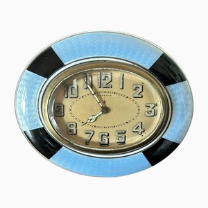 Orologio da tavolo Art Déco in metallo e smalto di Esperia, anni '30