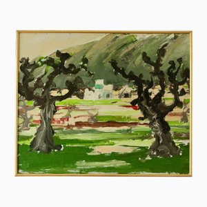 Nils Olsson, Landschaft, 1960er, Öl auf Leinwand