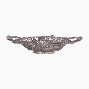 Openwork and Worked Silver Fruit Bowl with Handles, 1910s