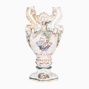 Pot en Forme d'Amphore en Poterie Polychrome, 1950s