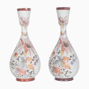 Brocche rotonde in porcellana con decorazione policroma, anni '50, set di 2