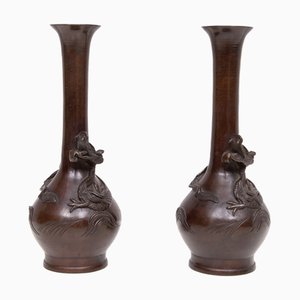 Vases Meiji Dragon en Bronze, Japon, 1880s, Set de 2