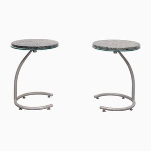 Side Tables with Green Marble Tops, Holland, 1990s, Set of 2