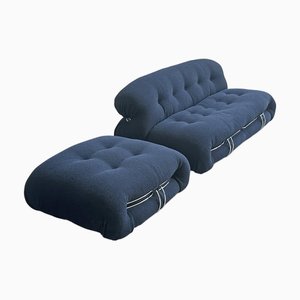 Divano a due posti Soriana con poggiapiedi di Tobia e Afra Scarpa per Cassina, anni 2010, set di 2