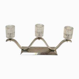 Brass-Plated and Glass Candlestick, 1960s