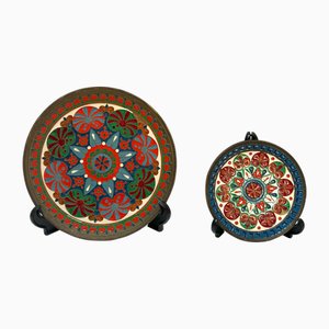 Assiettes Murales Vintage Émaillées, Grèce, Set de 2