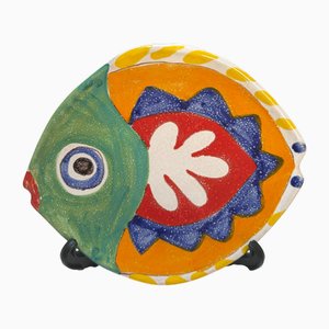 Assiette à Poisson Décorative en Céramique de De Simone, Italie, 1960s