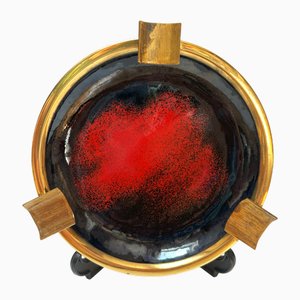 Space Age Enameled Brass Ashtray, 1970s-1980s