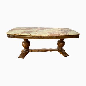 Mesa de centro estilo Wilhelminian con tablero de ónice, años 60