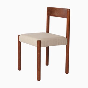 Mid-Century Oak Dining Chair with Light Grey Upholstery, 1960s