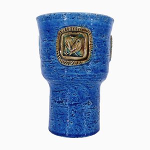 Rimini Blu Ceramic Mug Vase by Aldo Londi for Bitossi, Italy, 1970s
