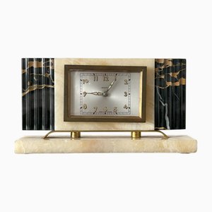 Orologio da tavolo Art Déco in marmo di Bayard, Francia, anni '30