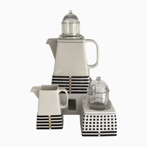 Il Faro Finestra Series Teapot, Teapot Warmer, Sugar Bowl and Milk Jug by Aldo Rossi for Rosenthal Studio Linie, 1990, Set of 4
