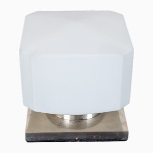 Functionalist Ceiling Light with Geometric Opaline Shade, 1930s