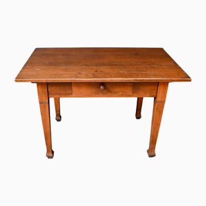 Table de Ferme Antique avec Tiroir en Bois Clair