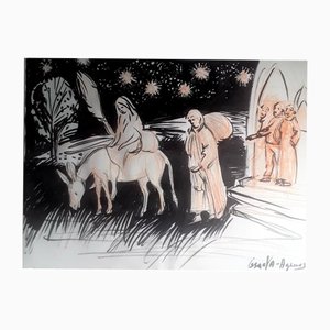 Veronika Issaeva-Agenos, On the Road to Bethlehem, 2024, Ink and Pencil Drawing on Paper