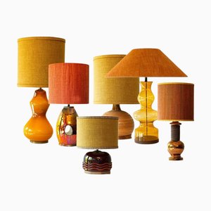 Warm Tones Stehtischlampe mit Seidenlampenschirmen R. Houben zugeschrieben, 1970