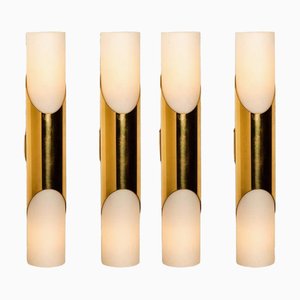 Several Wall Sconce in Opaline Glass and Brass in the style of Raak, 1970