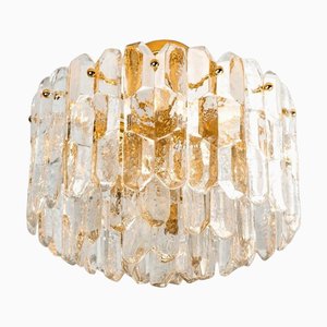 Lámpara de techo Palazzo de latón dorado y vidrio atribuido a JT Kalmar para Kalmar, 1960