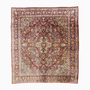 Antique Middle Eastern Hand-Knotted Shahrbaft Rug in Wool and Silk