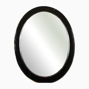 Vintage Oval Mirror with Smoked Glass Frame, 1970s