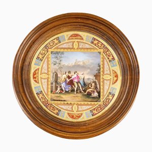 Vienna Porcelain Plaque in Walnut Frame, 19th Century