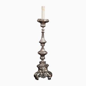 Candelabro antico in bronzo argentato, fine XVIII secolo