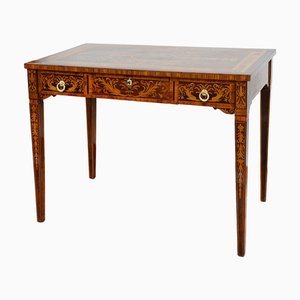 Antique Desk with Louis XVI Chair in Exotic Fine Woods, Lombardy, 18th Century, Set of 2