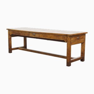 Large Antique French Oak Dining Table with Drawers