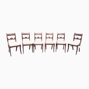 Regency Brass Inlaid Faux Rosewood Dining Chairs, Set of 6