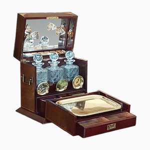 Late Victorian Decanter Box and Games Compendium, 1890s, Set of 8