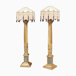 Lampes Colonne Corinthiennes Sculptées, Italie, 17ème Siècle, Set de 2