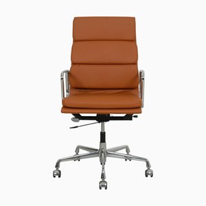 EA-219 Softpad Office Chair in Cognac Bizon Leather by Charles and Ray Eames, 2000s