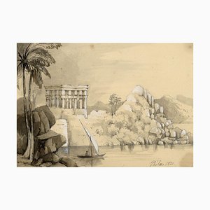 Isabella Foster, Temple of Isis, Philae, Egypt, 1851, Graphite Drawing