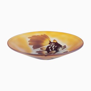 Art Glasschale mit Fischmotiv von Paul Hoff für Kosta Boda, 1970er