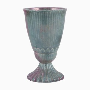 Violet and Green Glazed Ceramic Vase by E.B.S. Klint