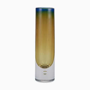 Zylindrische skandinavische Kunstglasvase mit Glasblase, 1960er