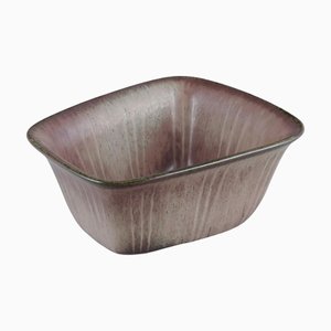 Scodella rettangolare in ceramica marrone e verde di Gunnar Nylund per Rörstrand