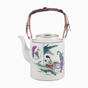 Chinese Porcelain Teapot with Women in Landscape Motif, 1930s