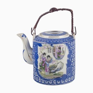 Chinese Porcelain Teapot with Women in Landscape Motif, 1930s