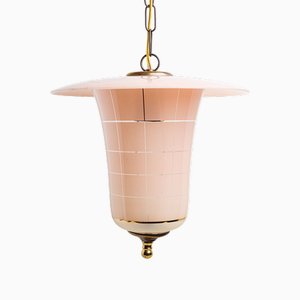 Ceiling Lamp in Glass in Powder Pink Color, 1950s
