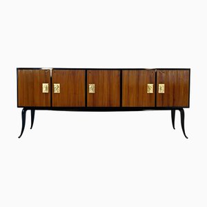 Aparador italiano Art Déco lacado de nogal y hoja de oro atribuido a Osvaldo Borsani, años 50