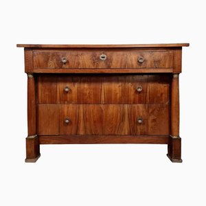 Empire Chest of Drawers in Walnut and Gilded Bronze, 1810s